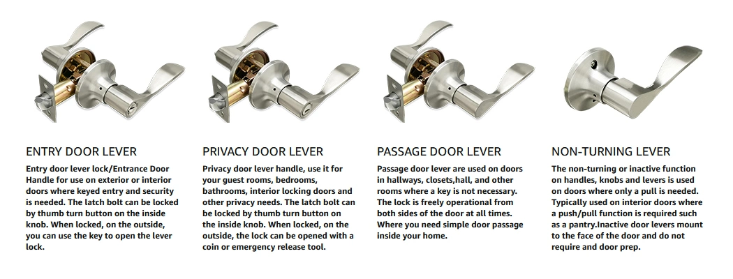 Door Furniture Hardware Latch Tubular Handle Keyed Keyless Steel Zinc Alloy Aluminum Passage Entrance Privacy Storeroom Lever/Knob/Deadbolt/ Door Lock