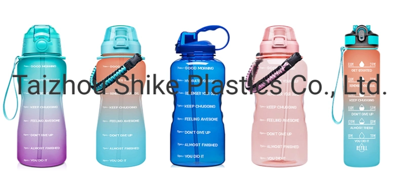 2000ml Sports Colorful Gradient Bottle Include Cute Cartoon Sticker Big Capacity Trending Gym Plastic Water Bottle