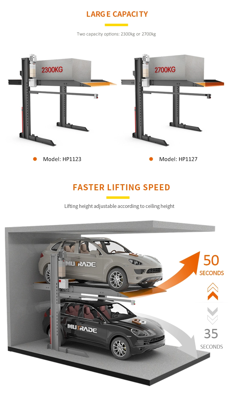 TUV Approved Customizable Hydraulic 2 Post 2 Level Car Parking Lift