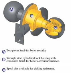 Zinc Alloy Tubular Lever Lockset, Security Door Lock