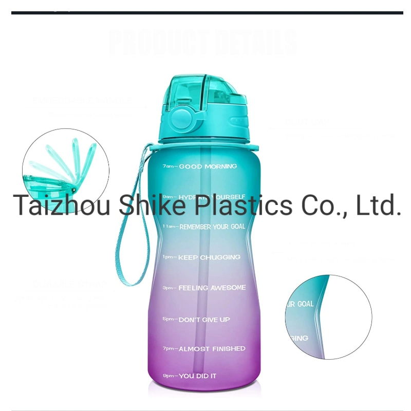 Custom 64oz Frosted Juice Jug BPA Free Portable Sports Plastic Motivational Half Gallon Water Bottle with Straw/Time Marker