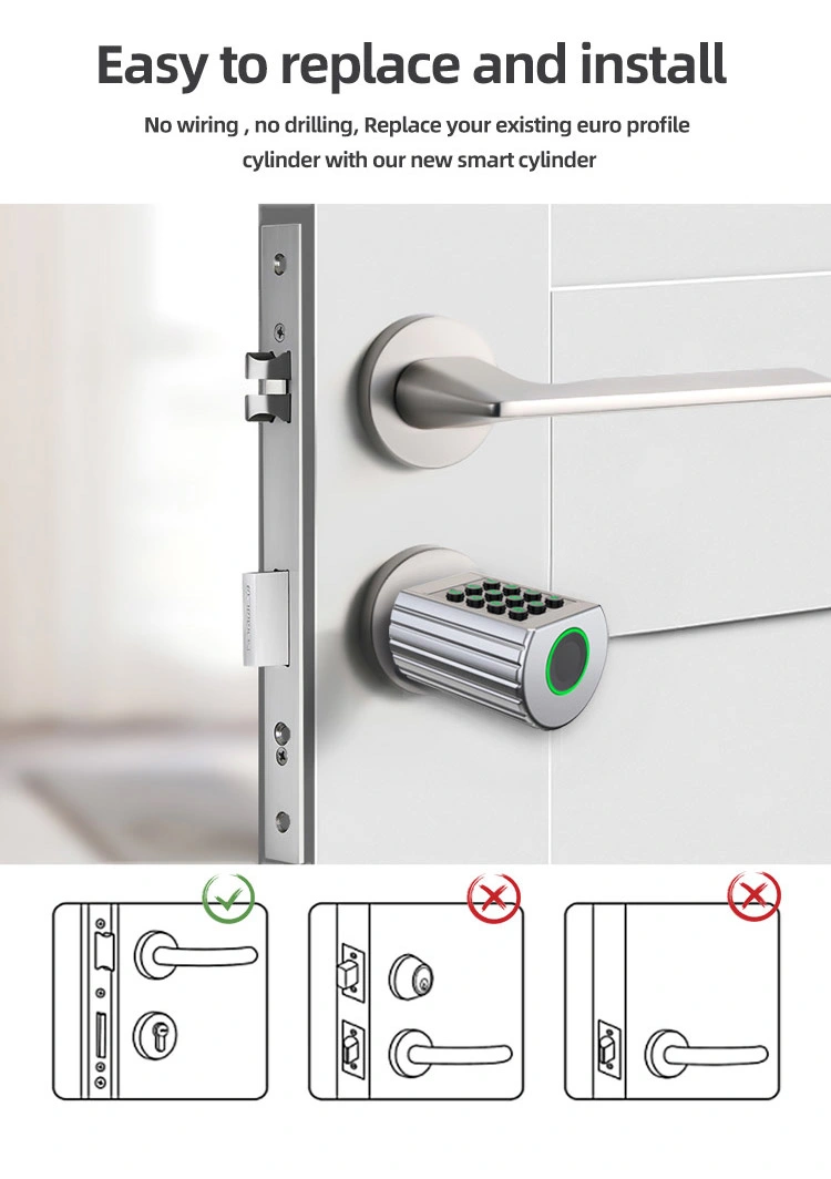 Jixin (5C01) Safety Door Handle Password Keyless Fingerprint Electronic Cylinder Lock