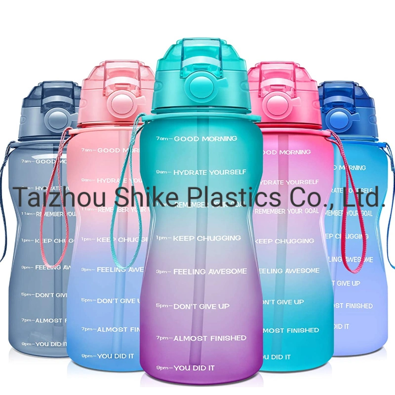 Leakproof Tritan BPA Free Water Jug Large Gym Half Gallon 64oz Motivational Water Bottle with Time Marker