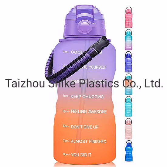 BPA Free Half Gallon Wide Mouth 73oz Flip Top Gym Water Bottle with Motivational Time Marker