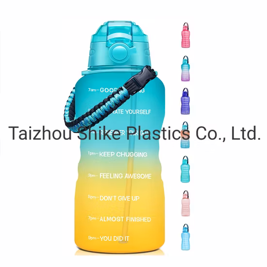 BPA Free Half Gallon Wide Mouth 73oz Flip Top Gym Water Bottle with Motivational Time Marker