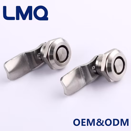 Eastern Europe Φ 13 Stainless Steel Quarter Turn Lock, SUS 316 Cabinet Cylinder Cam Lock for Industrial Railway Rail Vehicle ATM Vending Machine